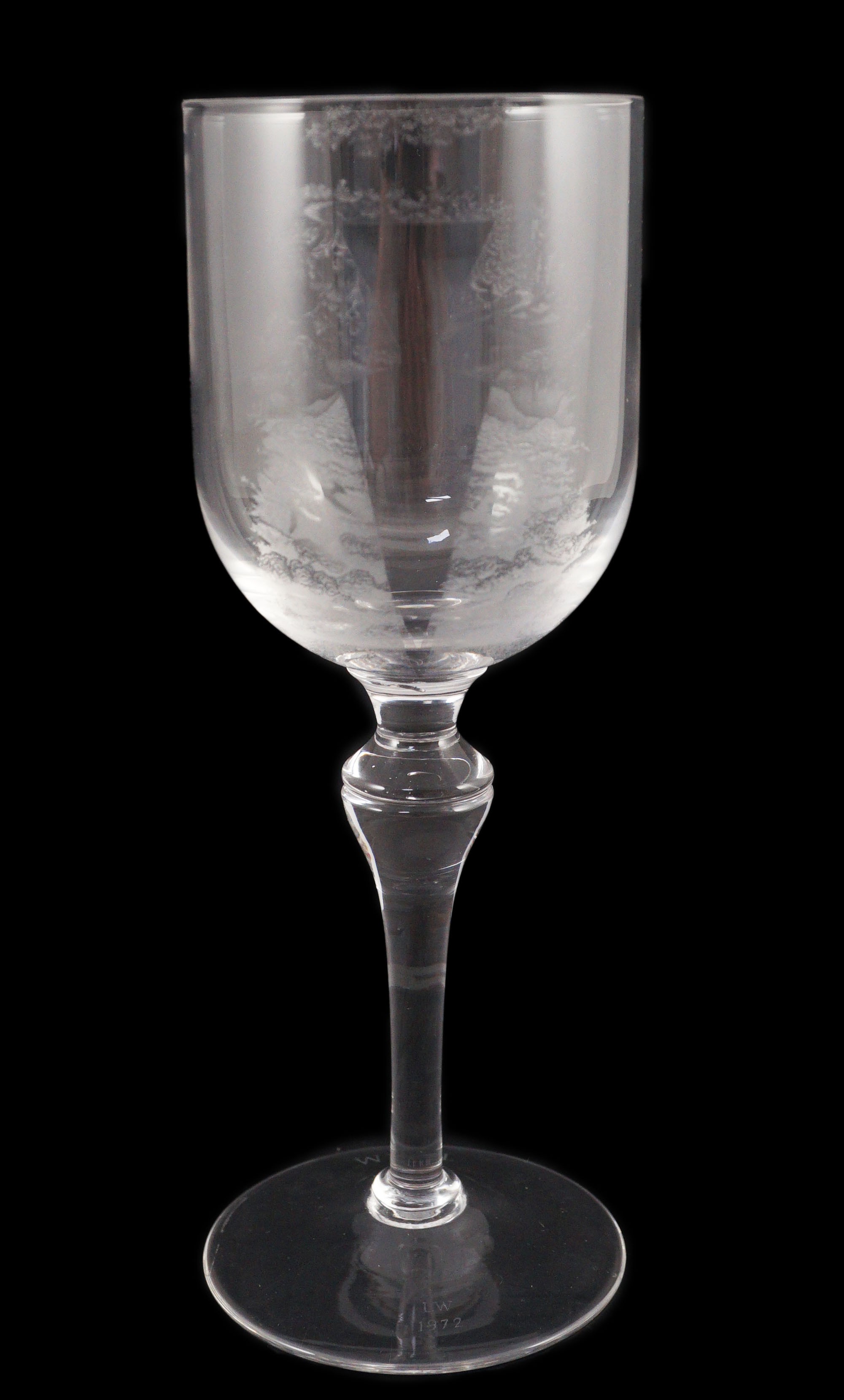 Laurence Whistler CBE (1912-2000), 'TERM' an engraved glass goblet together with a limited edition book 276/1400, page 28 and plate 80 with reference to 'TERM' Goblet 24cm high
